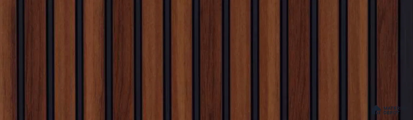 PN 07346 Wood Look Louver 9.5 ft x 0.65 ft Texture Finish  - 8 mm | Suitable for Feature Wall, TV Unit & Living Room