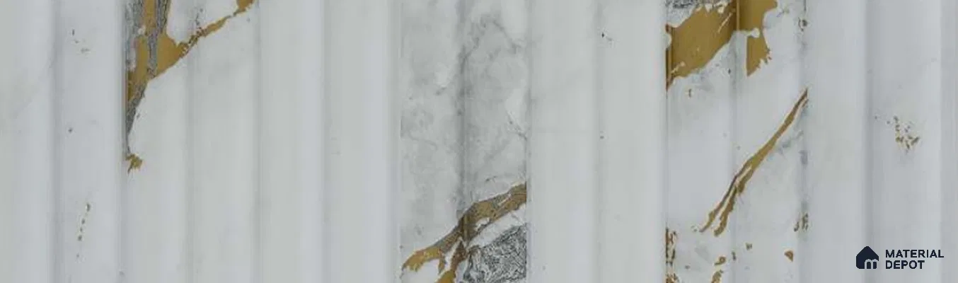 PN 07328 Marble Look Louver 9.5 ft x 0.65 ft Texture Finish  - 8 mm | Suitable for Feature Wall, TV Unit & Living Room