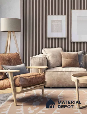 PN 07196 Textured Solid Look Louver 8 ft x 0.83 ft Texture Finish  - 10 mm | Suitable for Feature Wall, TV Unit & Living Room