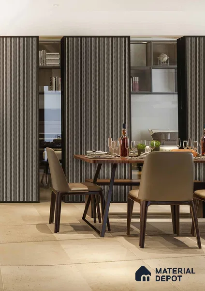 PN 07187 Textured Solid Look Louver 8 ft x 0.83 ft Texture Finish - 10 mm | Suitable for Feature Wall, TV Unit & Living Room