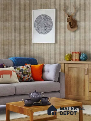 PN 07174 Fabric Look Louver 8 ft x 0.83 ft Texture Finish  - 10 mm | Suitable for Feature Wall, TV Unit & Living Room