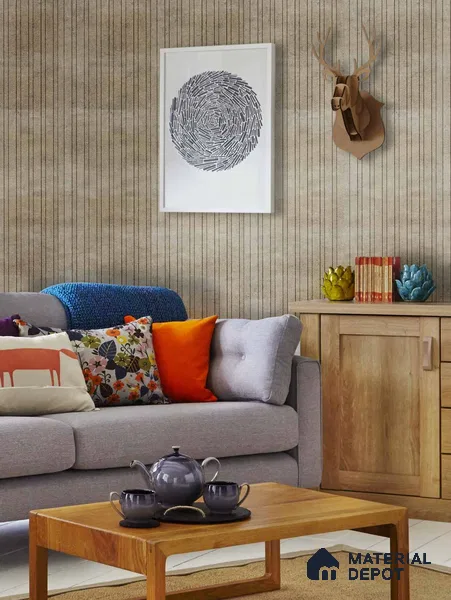 PN 07174 Fabric Look Louver 8 ft x 0.83 ft Texture Finish  - 10 mm | Suitable for Feature Wall, TV Unit & Living Room