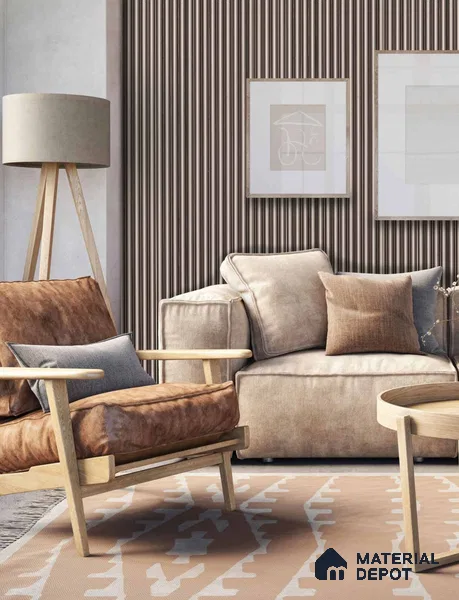 PN 07210 Textured Solid Look Louver 9.5 ft x 0.83 ft Texture Finish - 10 mm | Suitable for Feature Wall, TV Unit & Living Room