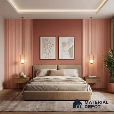Pink Plain Colour Louver PN 00516 9.5 ft x 4.8 inch Charcoal Panel - 12 mm | Suitable for Feature Wall, TV Unit & Living Room | Width is Subjected to 5% Variation