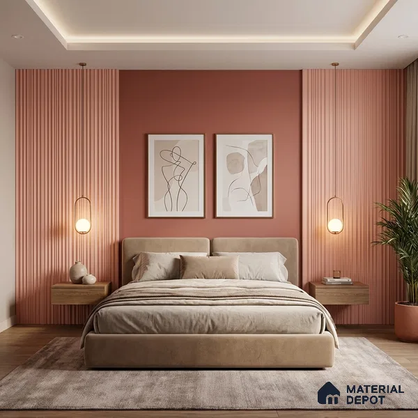 Pink Plain Colour Louver PN 00516 9.5 ft x 4.8 inch Charcoal Panel - 12 mm | Suitable for Feature Wall, TV Unit & Living Room | Width is Subjected to 5% Variation
