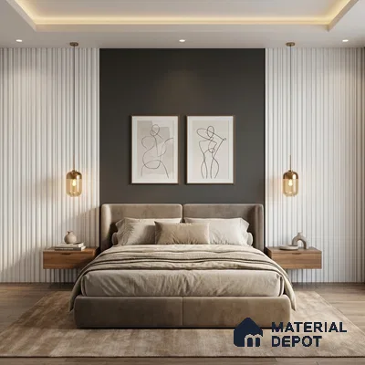 White Plain Colour Look PN 00519 9.5 ft x 4.8 inch Charcoal Panel - 12 mm | Suitable for Feature Wall, TV Unit & Living Room | Width is Subjected to 5% Variation