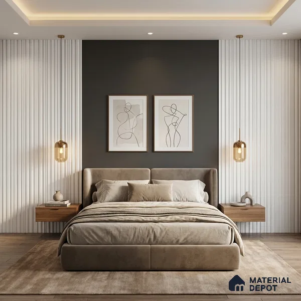 White Plain Colour Look PN 00519 9.5 ft x 4.8 inch Charcoal Panel - 12 mm | Suitable for Feature Wall, TV Unit & Living Room | Width is Subjected to 5% Variation