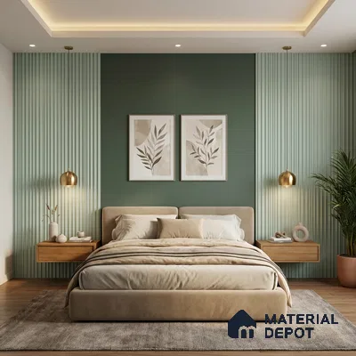 Green Plain Colour Look PN 00521 9.5 ft x 4.8 inch Charcoal Panel - 12 mm | Suitable for Feature Wall, TV Unit & Living Room | Width is Subjected to 5% Variation