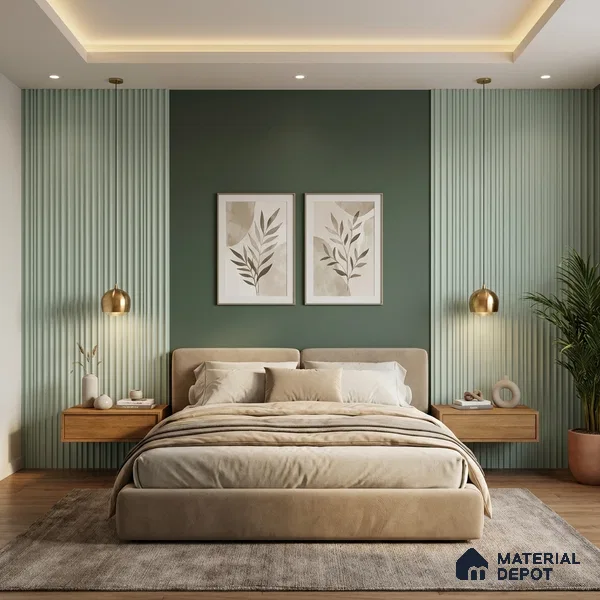 Green Plain Colour Look PN 00521 9.5 ft x 4.8 inch Charcoal Panel - 12 mm | Suitable for Feature Wall, TV Unit & Living Room | Width is Subjected to 5% Variation