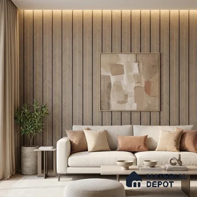 Grey Geometric Look PN 02344 9.5 ft x 8 inch Charcoal Panel - 8 mm | Suitable for Feature Wall, TV Unit & Living Room | Width is Subjected to 5% Variation