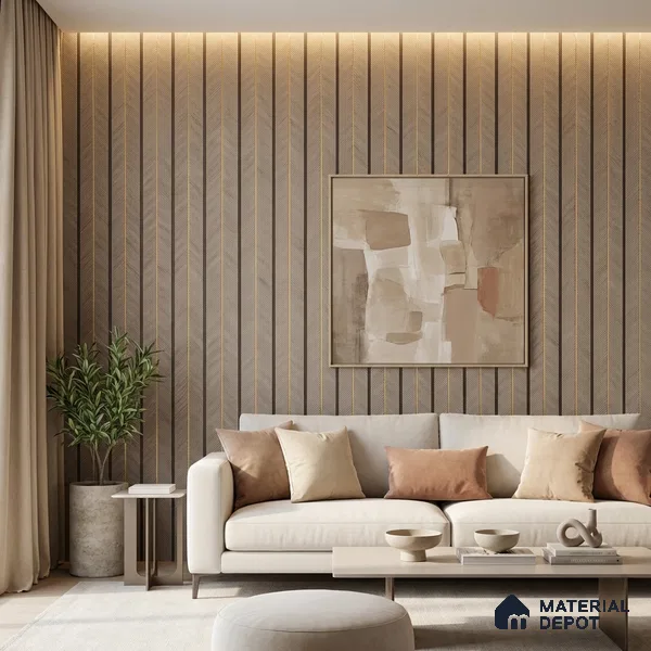 Grey Geometric Look PN 02344 9.5 ft x 8 inch Charcoal Panel - 8 mm | Suitable for Feature Wall, TV Unit & Living Room | Width is Subjected to 5% Variation