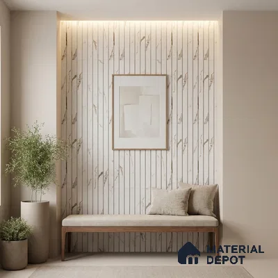 White Marble Look PN 02776 9 ft x 6.5 inch Charcoal Panel - 12 mm | Suitable for Feature Wall, TV Unit & Living Room | Width is Subjected to 5% Variation