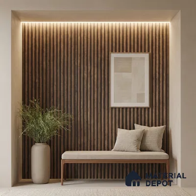 Wooden Look PN 02780 9 ft x 6.7 inch Charcoal Panel - 14 mm | Suitable for Feature Wall, TV Unit & Living Room | Width is Subjected to 5% Variation