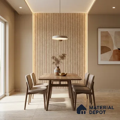 Cream Fabric Look PN 03019 8 ft x 4.9 inch Charcoal Panel - 8 mm | Suitable for Feature Wall, TV Unit & Living Room | Width is Subjected to 5% Variation
