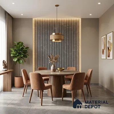 Grey Marble Look PN 03020 8 ft x 4.9 inch Charcoal Panel - 8 mm | Suitable for Feature Wall, TV Unit & Living Room | Width is Subjected to 5% Variation