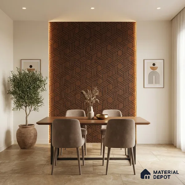 Wenge Geometric Look PN 03244 8 ft x 7 inch Charcoal Panel - 8 mm | Suitable for Feature Wall, TV Unit & Living Room | Width is Subjected to 5% Variation