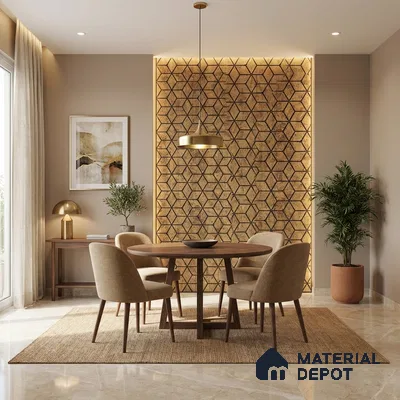 Gold Patterned Louver PN 03247 8 ft x 7 inch Charcoal Panel - 8 mm | Suitable for Feature Wall, TV Unit & Living Room | Width is Subjected to 5% Variation