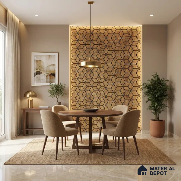 Gold Patterned Louver PN 03247 8 ft x 7 inch Charcoal Panel - 8 mm | Suitable for Feature Wall, TV Unit & Living Room | Width is Subjected to 5% Variation