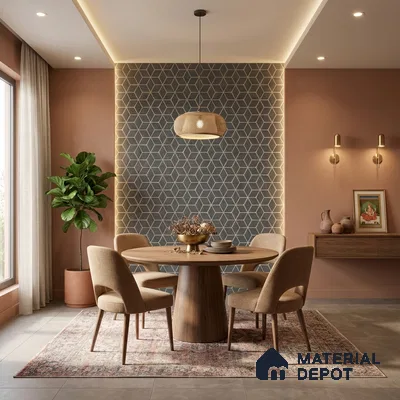 Grey Geometric Look PN 03248 8 ft x 7 inch Charcoal Panel - 8 mm | Suitable for Feature Wall, TV Unit & Living Room | Width is Subjected to 5% Variation