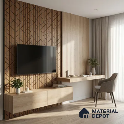 Brown Geometric Look PN 03249 8 ft x 7 inch Charcoal Panel - 8 mm | Suitable for Feature Wall, TV Unit & Living Room | Width is Subjected to 5% Variation