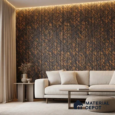 Gold Rustic Look PN 03250 8 ft x 7 inch Charcoal Panel - 8 mm | Suitable for Feature Wall, TV Unit & Living Room | Width is Subjected to 5% Variation