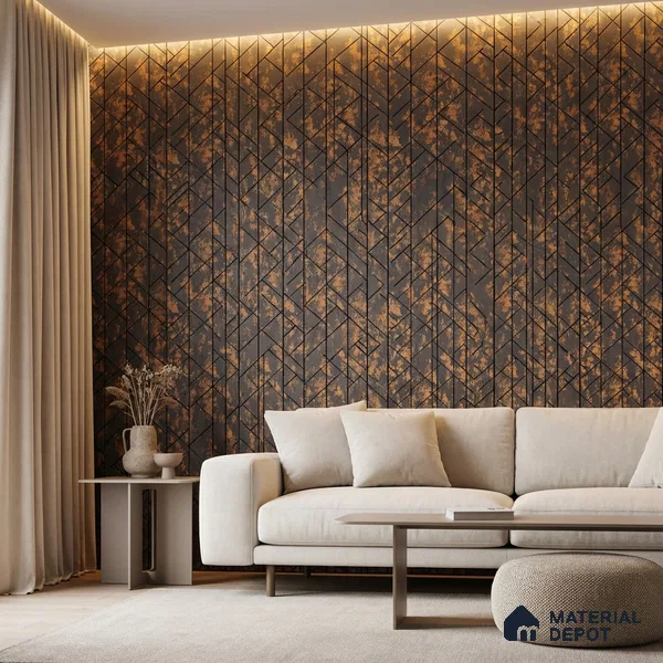 Gold Rustic Look PN 03250 8 ft x 7 inch Charcoal Panel - 8 mm | Suitable for Feature Wall, TV Unit & Living Room | Width is Subjected to 5% Variation