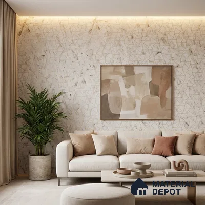 White Marble Look PN 03254 8 ft x 7 inch Charcoal Panel - 8 mm | Suitable for Feature Wall, TV Unit & Living Room | Width is Subjected to 5% Variation