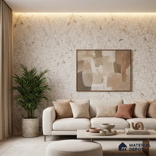 White Marble Look PN 03254 8 ft x 7 inch Charcoal Panel - 8 mm | Suitable for Feature Wall, TV Unit & Living Room | Width is Subjected to 5% Variation
