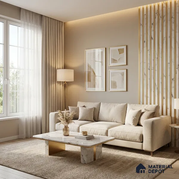 Gold Marble Look PN 03254 B 8 ft x 4.9 inch Charcoal Panel - 8 mm | Suitable for Feature Wall, TV Unit & Living Room | Width is Subjected to 5% Variation