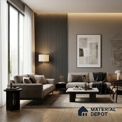 Wooden Look PN 03270 8 ft x 4.9 inch Charcoal Panel - 8 mm | Suitable for Feature Wall, TV Unit & Living Room | Width is Subjected to 5% Variation