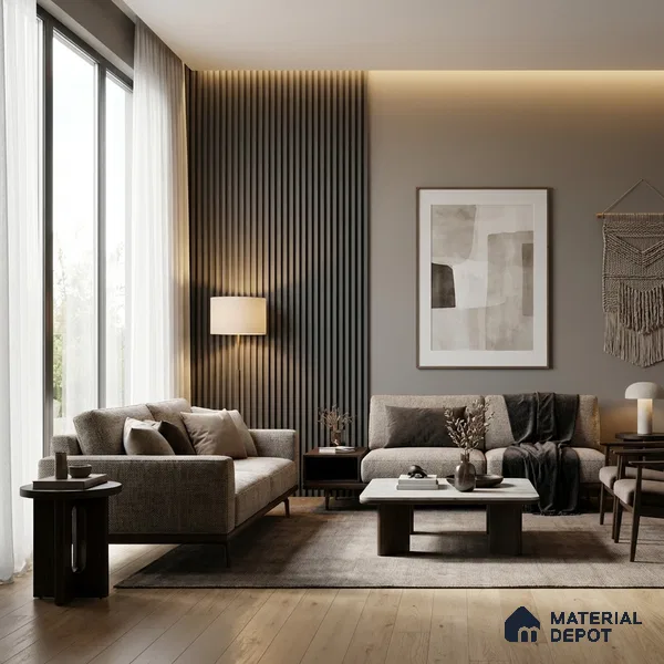 Wooden Look PN 03270 8 ft x 4.9 inch Charcoal Panel - 8 mm | Suitable for Feature Wall, TV Unit & Living Room | Width is Subjected to 5% Variation