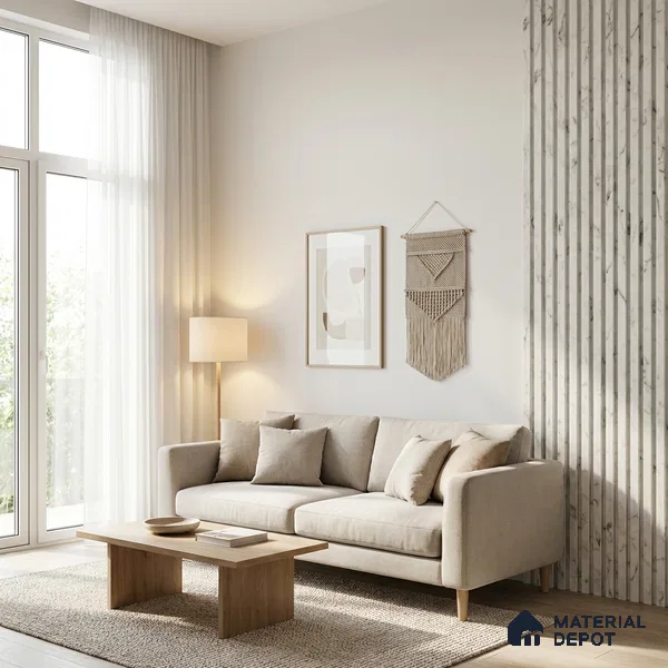 White Marble Look PN 03279 8 ft x 4.9 inch Charcoal Panel - 8 mm | Suitable for Feature Wall, TV Unit & Living Room | Width is Subjected to 5% Variation