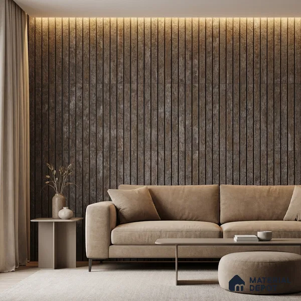 Grey Cement Look PN 03301 8 ft x 4.9 inch Charcoal Panel - 8 mm | Suitable for Feature Wall, TV Unit & Living Room | Width is Subjected to 5% Variation