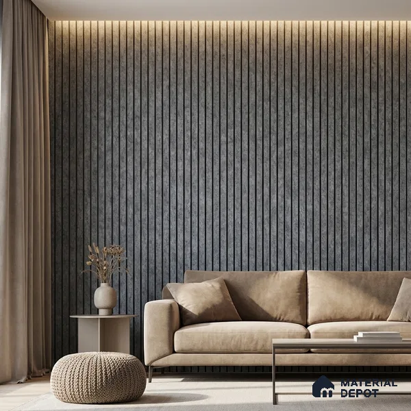 Grey Cement Look PN 03302 8 ft x 4.9 inch Charcoal Panel - 8 mm | Suitable for Feature Wall, TV Unit & Living Room | Width is Subjected to 5% Variation