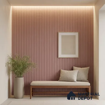 Pink Plain Colour Look PN 03563 9.5 ft x 4.8 inch Charcoal Panel - 11 mm | Suitable for Feature Wall, TV Unit & Living Room | Width is Subjected to 5% Variation