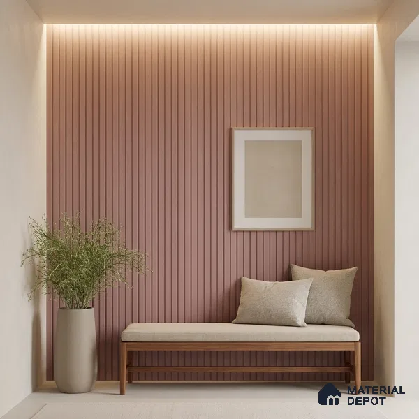 Pink Plain Colour Look PN 03563 9.5 ft x 4.8 inch Charcoal Panel - 11 mm | Suitable for Feature Wall, TV Unit & Living Room | Width is Subjected to 5% Variation