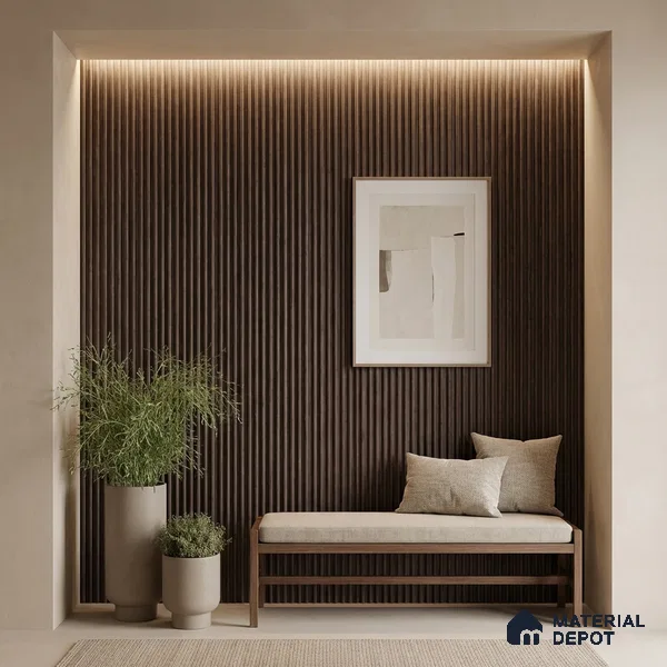 Wooden Look PN 03569 9.5 ft x 4.4 inch Charcoal Panel - 8 mm | Suitable for Feature Wall, TV Unit & Living Room | Width is Subjected to 5% Variation