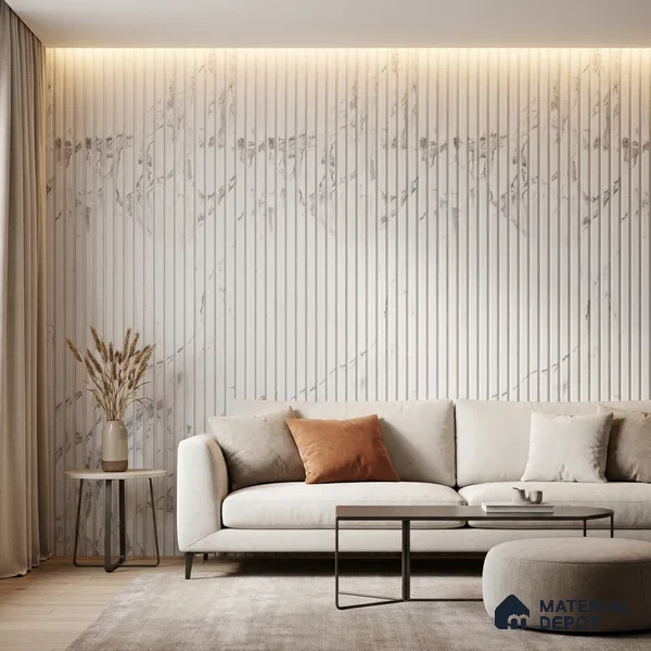 White Marble Look PN 03849 9.5 ft x 6 inch Charcoal Panel - 10 mm | Suitable for Feature Wall, TV Unit & Living Room | Width is Subjected to 5% Variation