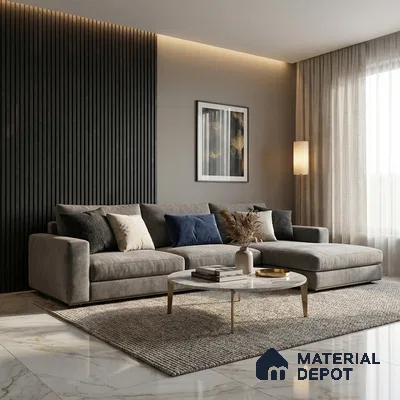 Wooden Look PN 03851 9.5 ft x 6 inch Charcoal Panel - 10 mm | Suitable for Feature Wall, TV Unit & Living Room | Width is Subjected to 5% Variation
