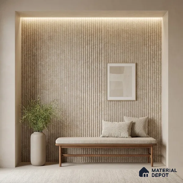 Cream Stone Look PN 03861 9.5 ft x 6 inch Charcoal Panel - 10 mm | Suitable for Feature Wall, TV Unit & Living Room | Width is Subjected to 5% Variation