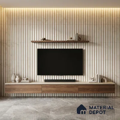 White Marble Look PN 03874 9.5 ft x 6 inch Charcoal Panel - 10 mm | Suitable for Feature Wall, TV Unit & Living Room | Width is Subjected to 5% Variation
