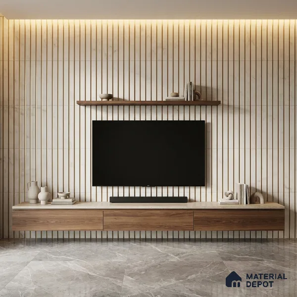 White Marble Look PN 03874 9.5 ft x 6 inch Charcoal Panel - 10 mm | Suitable for Feature Wall, TV Unit & Living Room | Width is Subjected to 5% Variation