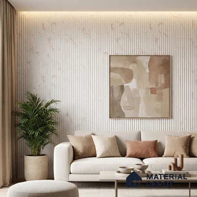 White Marble Look PN 03882 9.5 ft x 6 inch Charcoal Panel - 10 mm | Suitable for Feature Wall, TV Unit & Living Room | Width is Subjected to 5% Variation