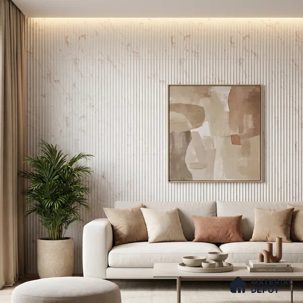 White Marble Look PN 03882 9.5 ft x 6 inch Charcoal Panel - 10 mm | Suitable for Feature Wall, TV Unit & Living Room | Width is Subjected to 5% Variation