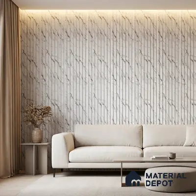 Grey Marble Louver PN 03896 9.5 ft x 6 inch Charcoal Panel - 10 mm | Suitable for Feature Wall, TV Unit & Living Room | Width is Subjected to 5% Variation