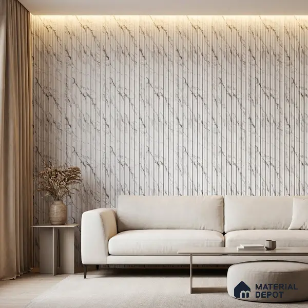 Grey Marble Louver PN 03896 9.5 ft x 6 inch Charcoal Panel - 10 mm | Suitable for Feature Wall, TV Unit & Living Room | Width is Subjected to 5% Variation