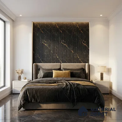 Black Marble Look PN 03897 9.5 ft x 6 inch Charcoal Panel - 10 mm | Suitable for Feature Wall, TV Unit & Living Room | Width is Subjected to 5% Variation