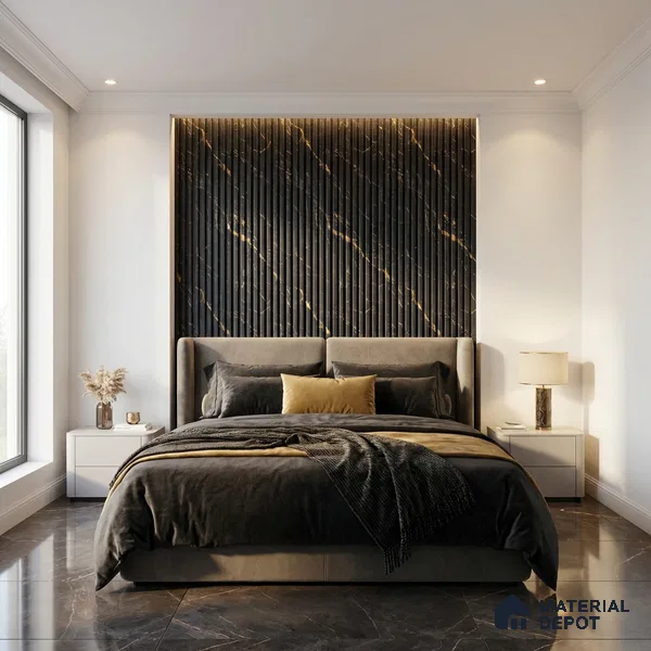 Black Marble Look PN 03897 9.5 ft x 6 inch Charcoal Panel - 10 mm | Suitable for Feature Wall, TV Unit & Living Room | Width is Subjected to 5% Variation