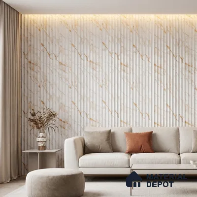 White Marble Look PN 03898 9.5 ft x 6 inch Charcoal Panel - 10 mm | Suitable for Feature Wall, TV Unit & Living Room | Width is Subjected to 5% Variation