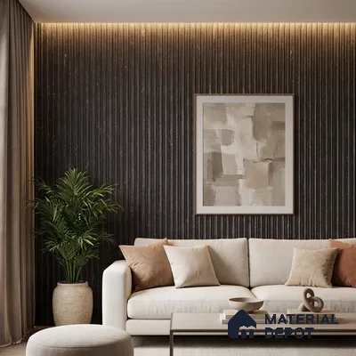 Brown Marble Look PN 03902 9.5 ft x 6 inch Charcoal Panel - 10 mm | Suitable for Feature Wall, TV Unit & Living Room | Width is Subjected to 5% Variation